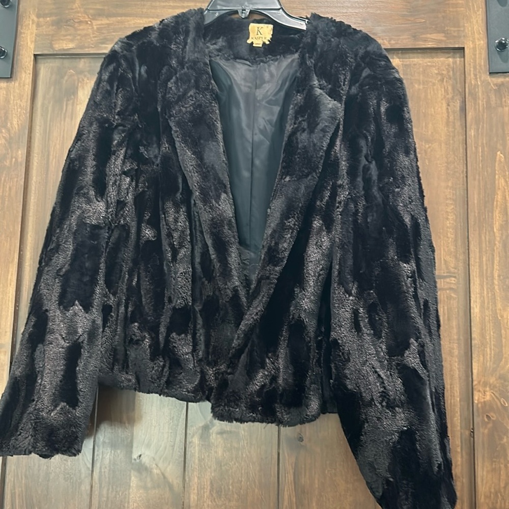 E738 Kasper Faux Fur Coat  Sz 3X Elegant Party Festive